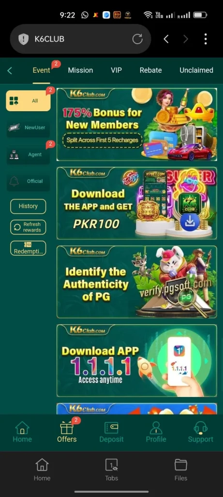 K6 Club Game Bonuses