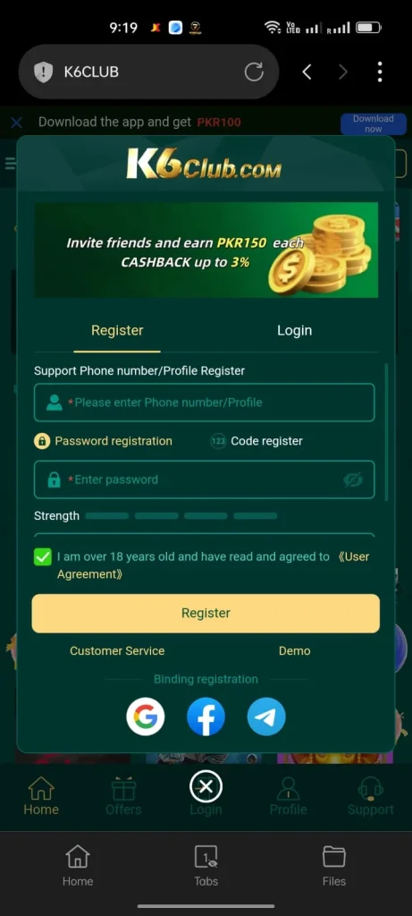 K6 Club Game Login